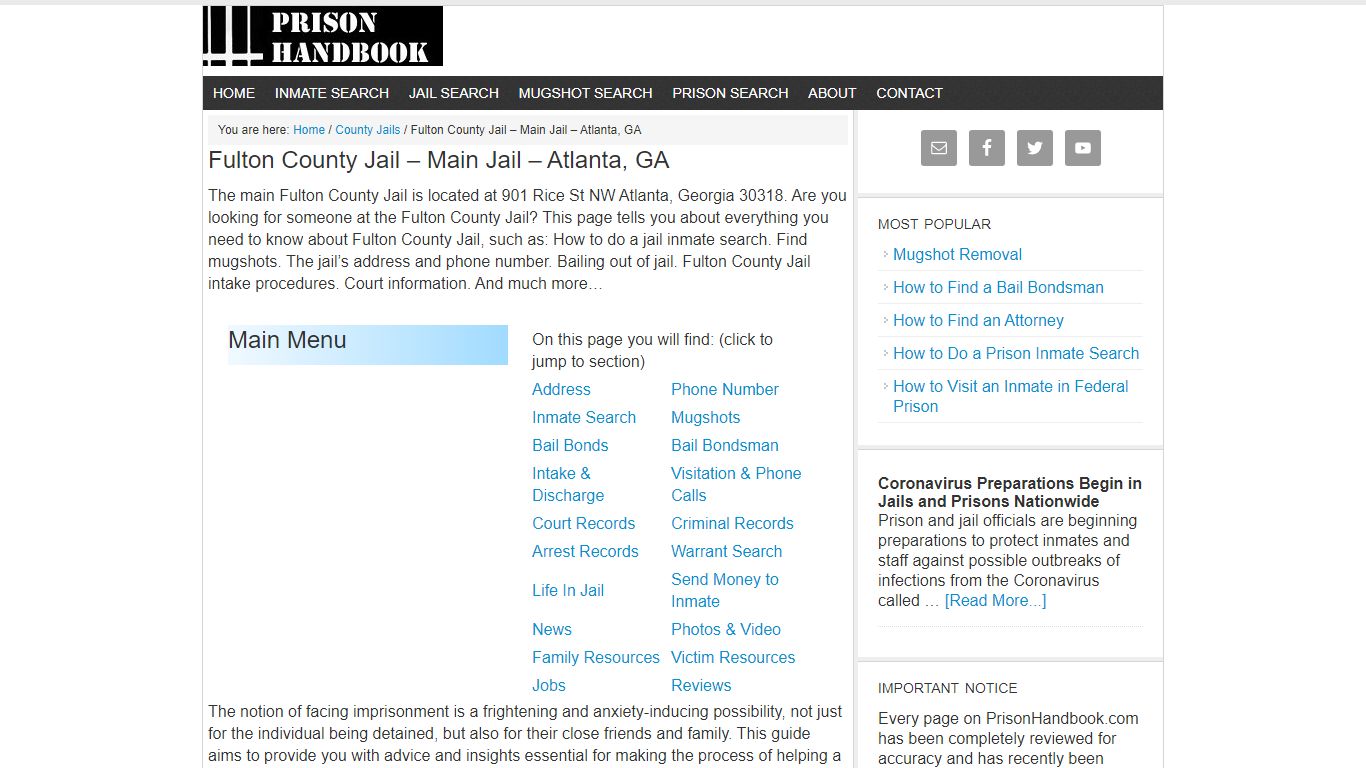 Fulton County Jail – Main Jail – Atlanta, GA - Prison Handbook